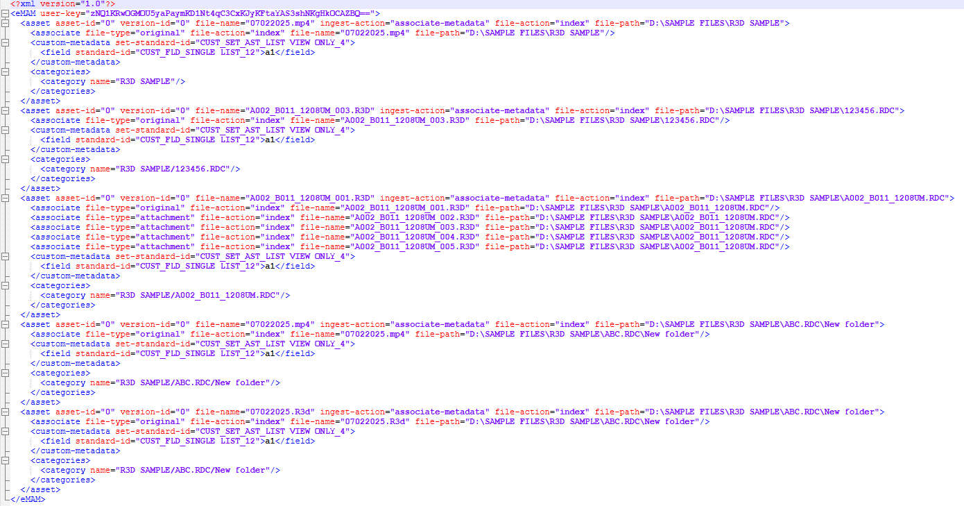 XML sidecar file created