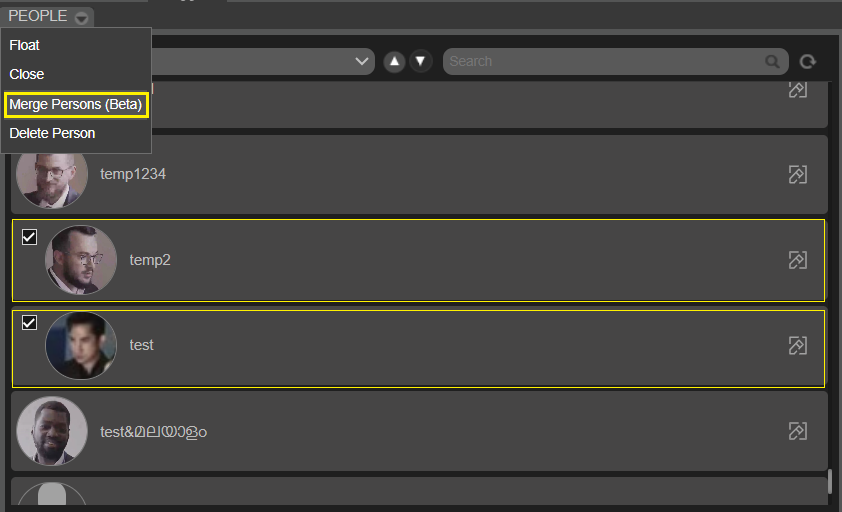 Select persons and click on Merge Persons option to merge two people