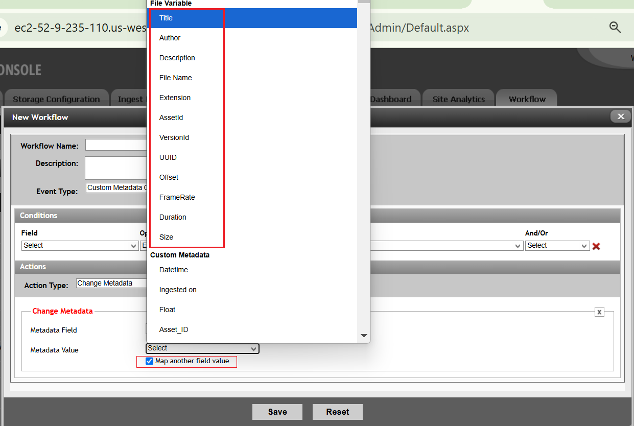 basic metadata fields in workflow metadata mapping